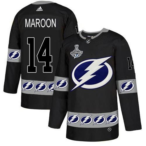 Men Adidas Tampa Bay Lightning #14 Pat Maroon Black Authentic Team Logo Fashion 2020 Stanley Cup Champions Stitched NHL Jersey->tampa bay lightning->NHL Jersey
